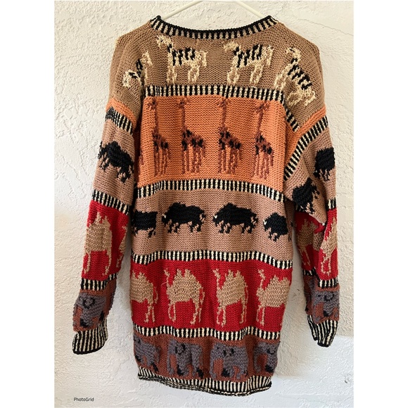 MarieaKim Hand Knit Safari Animal Cardigan (L) - Picture 5 of 5